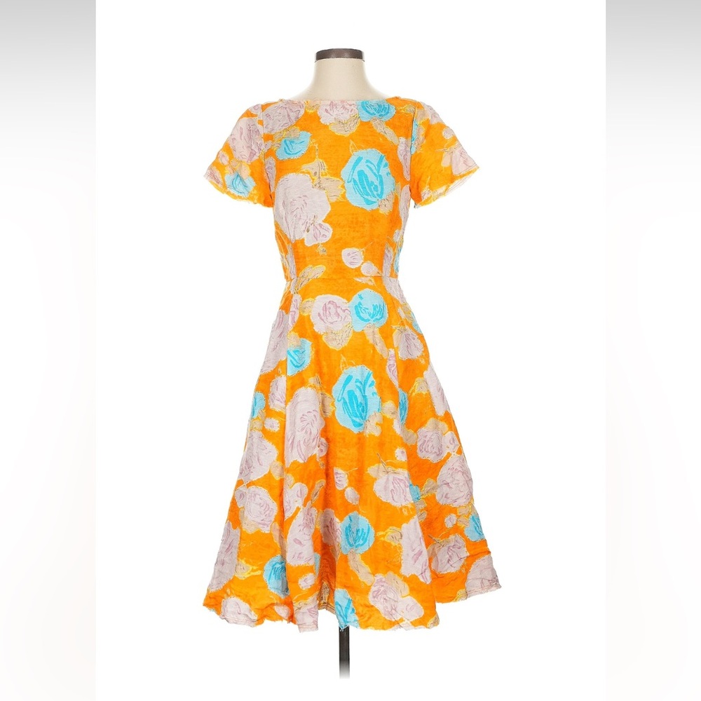 Tracy Reese orange floral fit and flare dress 4